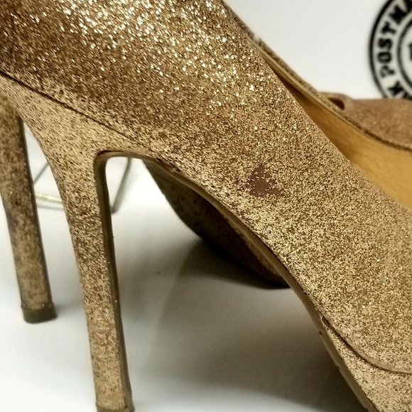 Candies Cabela Gold Glitter Platform Pump Heels - Picture 5 of 8